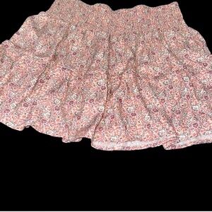 Urban Romantics Floral Smocked Pink Skirt